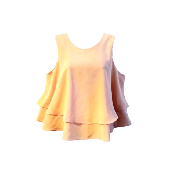 Zara Peach Orange Tiered Sleeveless Blouse Top - Picture 2 of 5